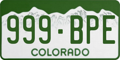 CO license plate 999BPE