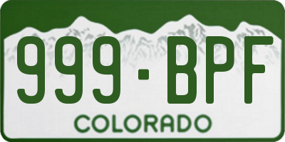 CO license plate 999BPF