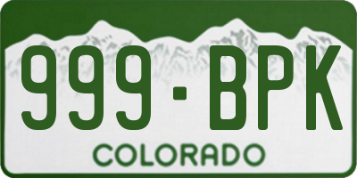 CO license plate 999BPK