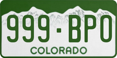 CO license plate 999BPO