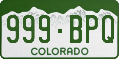 CO license plate 999BPQ