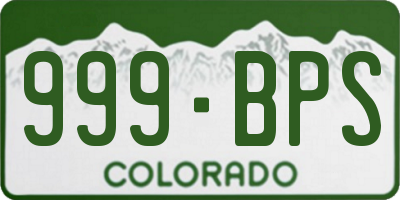 CO license plate 999BPS