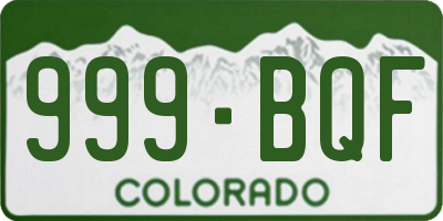 CO license plate 999BQF