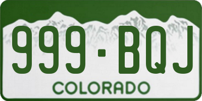 CO license plate 999BQJ