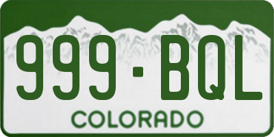CO license plate 999BQL