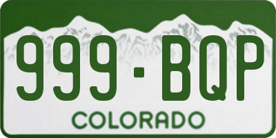 CO license plate 999BQP