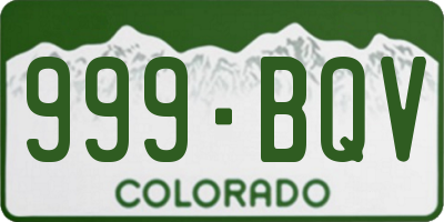 CO license plate 999BQV