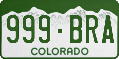CO license plate 999BRA