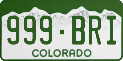 CO license plate 999BRI