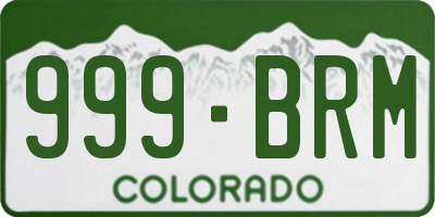 CO license plate 999BRM