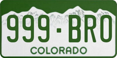 CO license plate 999BRO