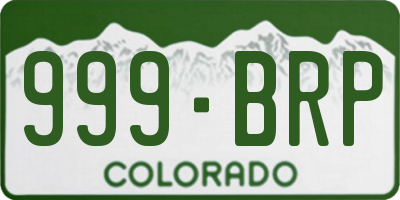 CO license plate 999BRP
