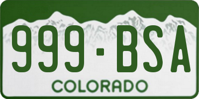 CO license plate 999BSA