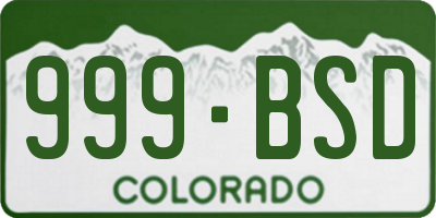 CO license plate 999BSD