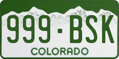 CO license plate 999BSK
