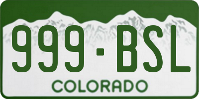 CO license plate 999BSL