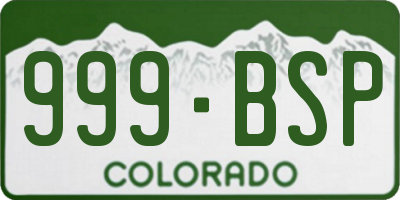 CO license plate 999BSP