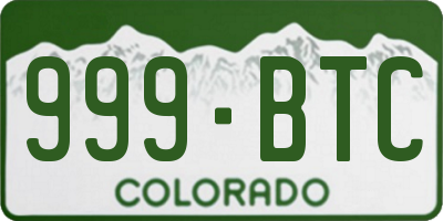 CO license plate 999BTC