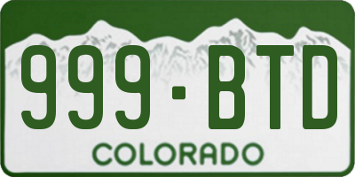 CO license plate 999BTD