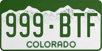 CO license plate 999BTF