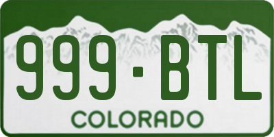 CO license plate 999BTL