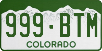CO license plate 999BTM