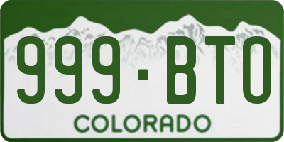 CO license plate 999BTO
