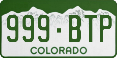 CO license plate 999BTP