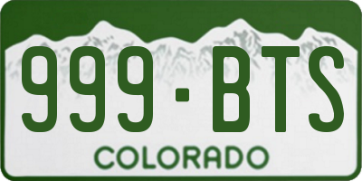 CO license plate 999BTS