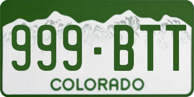 CO license plate 999BTT