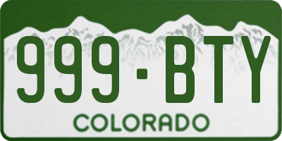 CO license plate 999BTY
