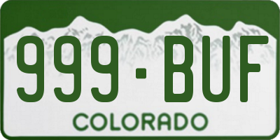 CO license plate 999BUF