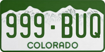 CO license plate 999BUQ