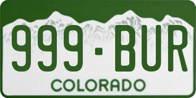 CO license plate 999BUR