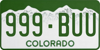 CO license plate 999BUU