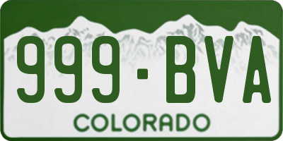 CO license plate 999BVA