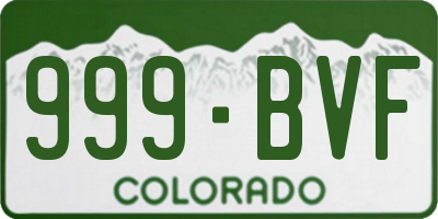 CO license plate 999BVF