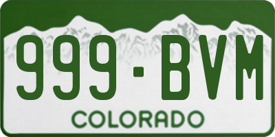 CO license plate 999BVM