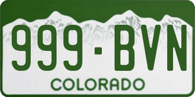 CO license plate 999BVN