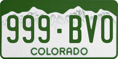 CO license plate 999BVO