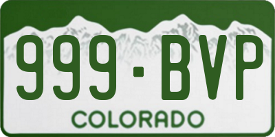 CO license plate 999BVP