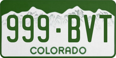 CO license plate 999BVT
