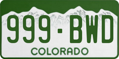 CO license plate 999BWD