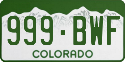 CO license plate 999BWF