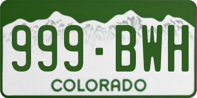 CO license plate 999BWH