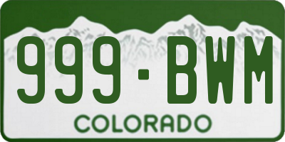 CO license plate 999BWM
