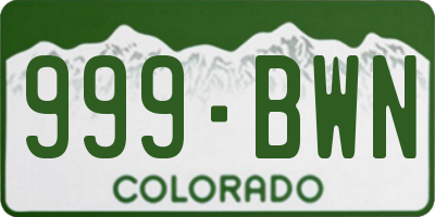 CO license plate 999BWN