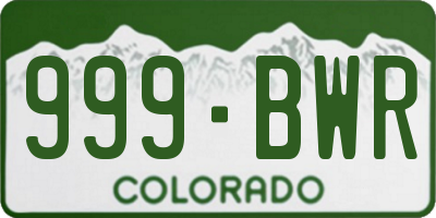 CO license plate 999BWR