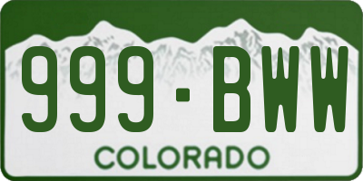 CO license plate 999BWW