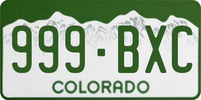 CO license plate 999BXC